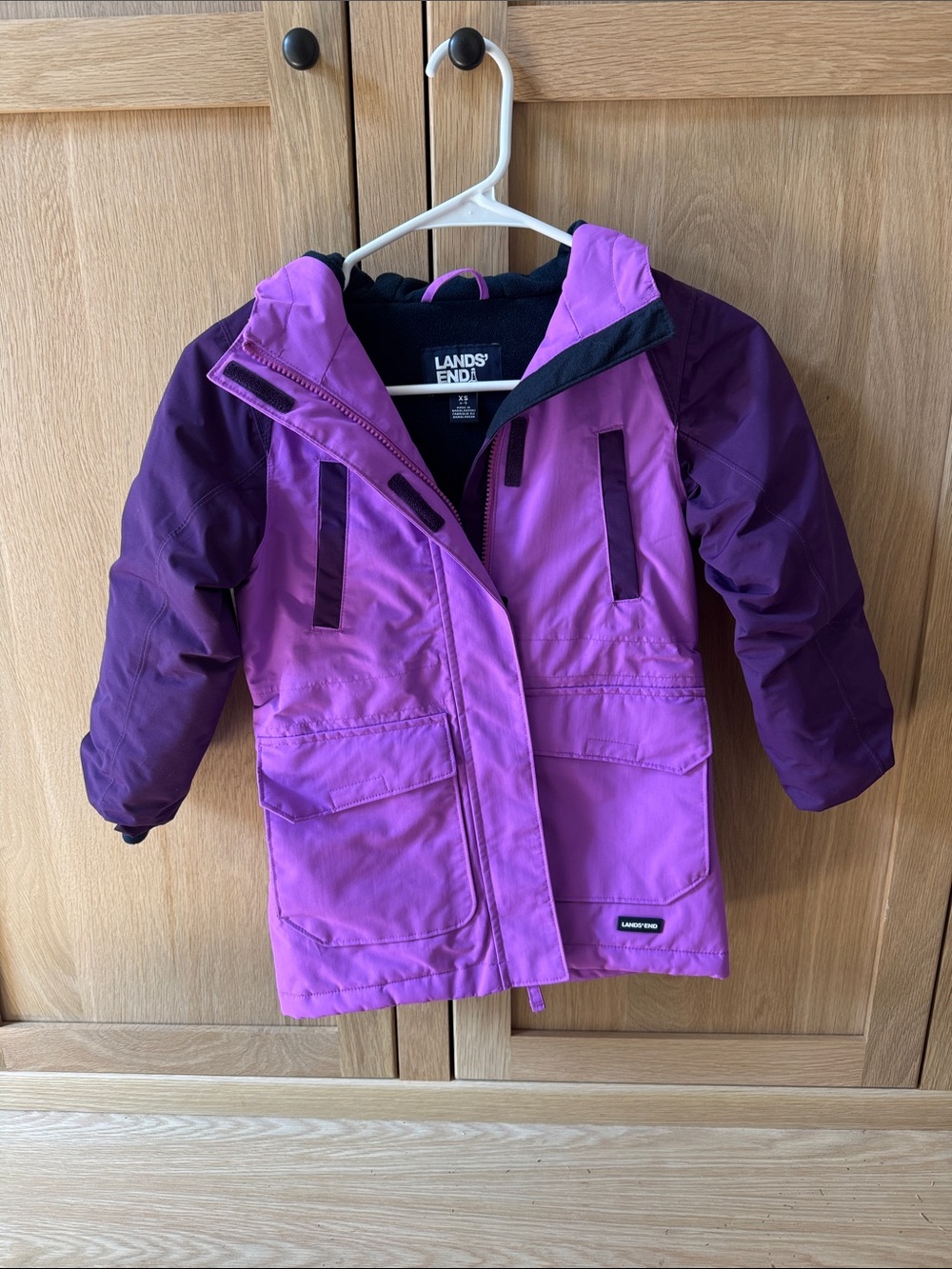 Lands' End Girls' Two-Tone Pink and Purple Puffer Jacket